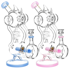 Lookah Glass Sunbird Water Pipes in Blue and Pink with In-Line Percolator