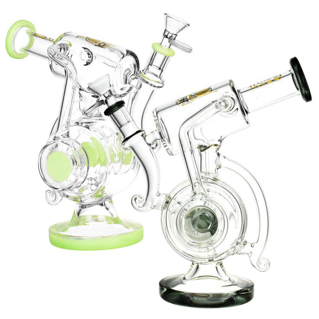 Lookah Glass Teardrop Tusk Recycler Bong, Dual View with Intricate Design for Dry Herbs