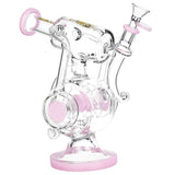 Lookah Glass Teardrop Tusk Recycler Bong in Pink, 9.5" with Borosilicate Glass, Front View