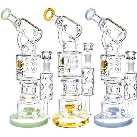 Lookah Glass Triple Stack Water Pipes in various colors with borosilicate glass, front view