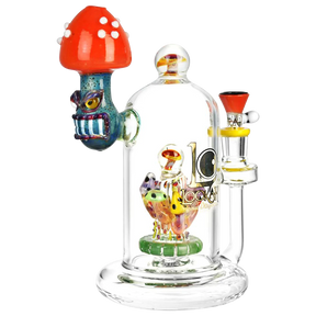 Lookah Mushroom Bell Jar Chamber Water Pipe for Dry Herbs, 90 Degree Joint, Front View