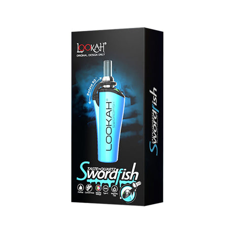 Lookah Swordfish Concentrate Vape Pen packaging, portable 950mAh, front view on seamless white