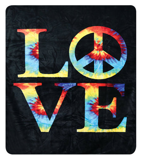 Colorful Love Tie Dye Fleece Blanket - 79" x 94" Polyester Home Decor