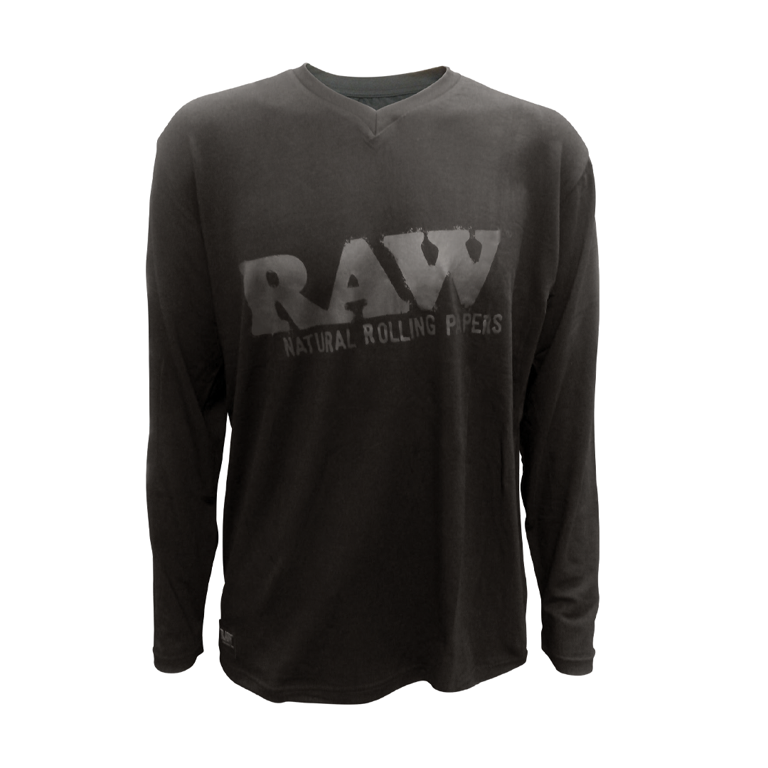 RAW Long Sleeve Apparel - V-Neck or Crew Neck Options with Iconic Logo