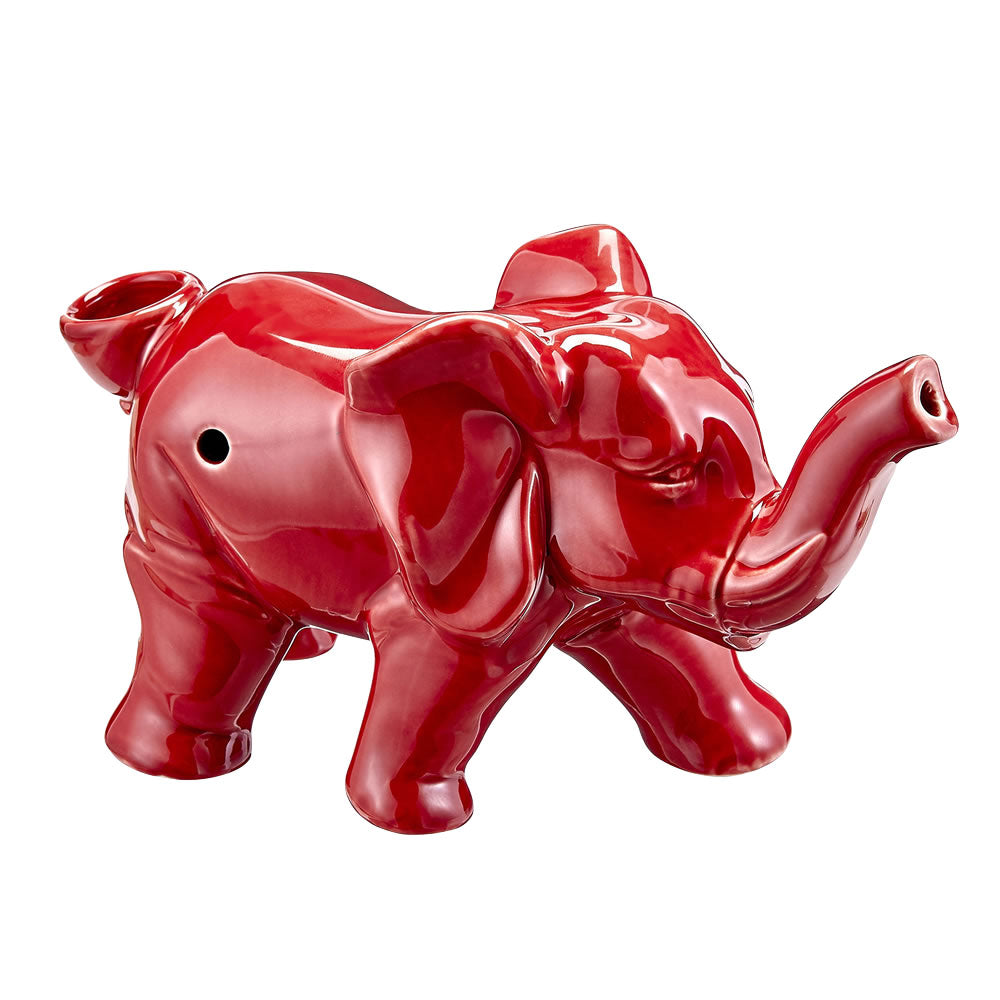 Lucky Elephant Ceramic Pipe | Red