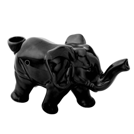 Lucky Elephant Ceramic Pipe for Dry Herbs, 7" Spoon Design, Side View on White Background