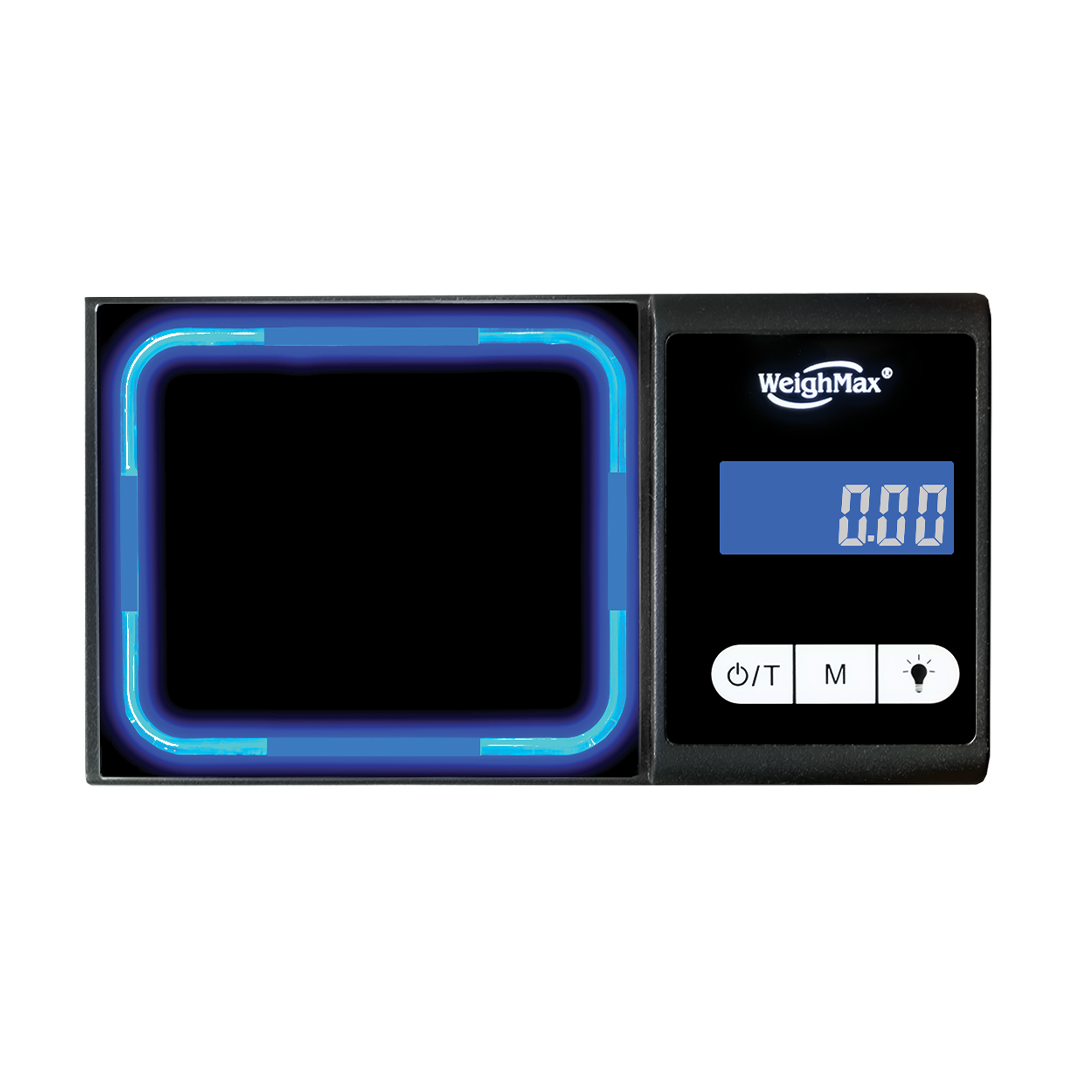 WeighMax LUX-1000 Digital Scale in Blue, Top View, Portable Precision with Backlit Display