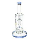 Lycan Turbine Perc Dab Rig by Dopezilla with blue accents, front view on white background