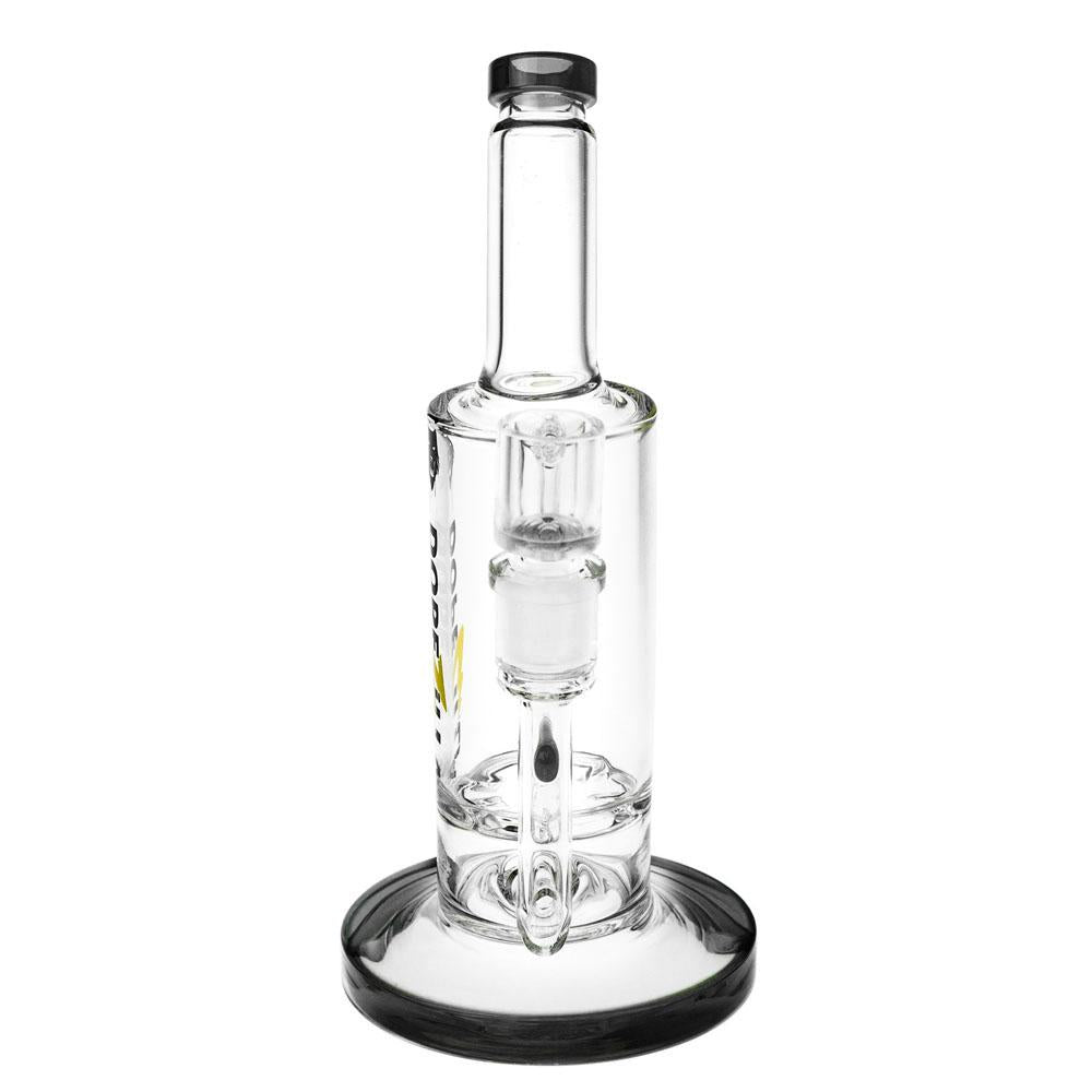 Lycan Turbine Perc Dab Rig by Dopezilla, 9" height, clear borosilicate glass, front view on white background