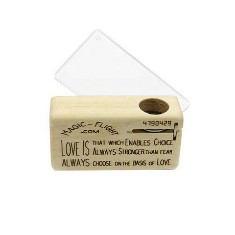 Magic Flight Launch Box Vaporizer, portable wooden design, with inspirational quote
