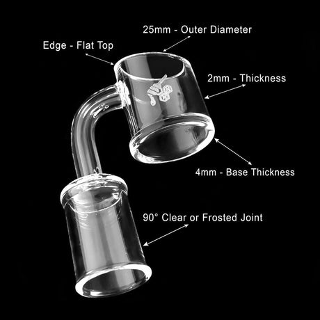 Honeybee Herb FAT BOTTOM QUARTZ BANGER - 90° Degree, clear with flat top and thick base, side view