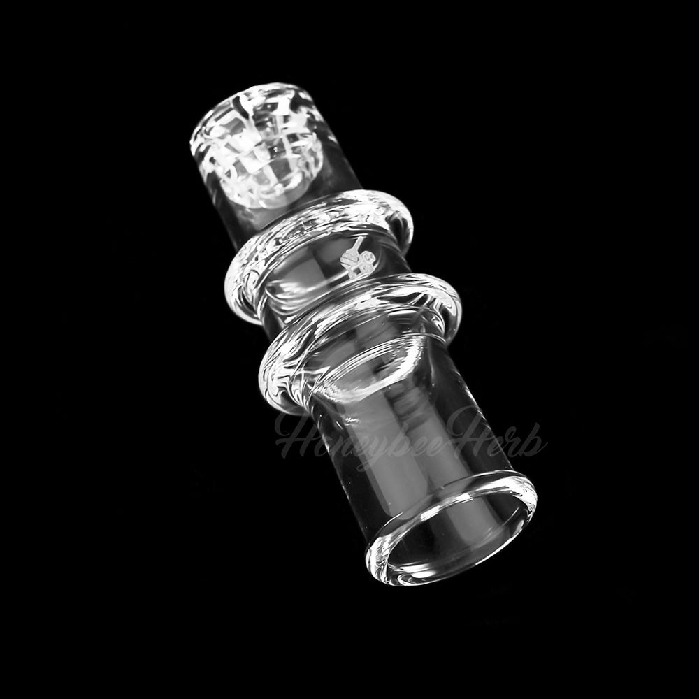 Honeybee Herb Honeycomb Barrel Quartz E-Nail, Clear, for Dab Rigs - Isolated on Black