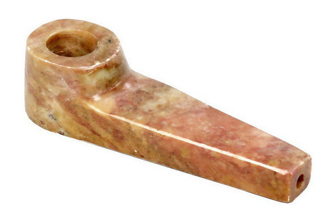 Compact marble-colored stone pipe, 3.5" spoon design, portable for dry herbs