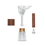 Marley Natural Glass & Walnut Bubbler disassembled view showing percolator and wooden details