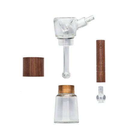 Marley Natural Glass & Walnut Bubbler disassembled view showing percolator and wooden details