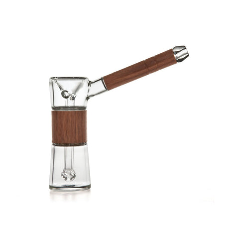 Marley Natural Glass & Walnut Bubbler, 5.75" with Percolator, Front View on White