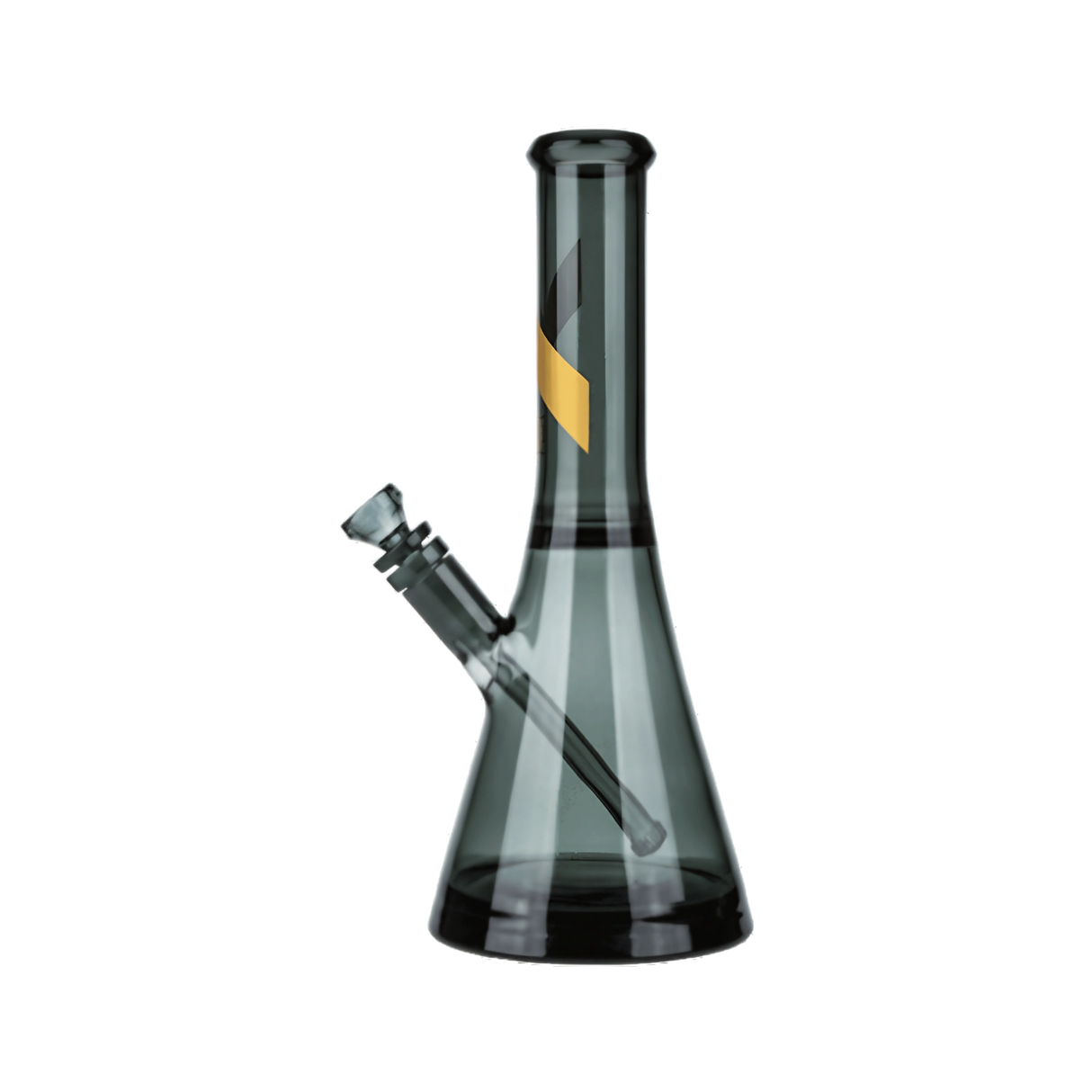 Marley Natural Smoked Glass Water Pipe with Gold Stripe Decal, Heavy Wall Beaker Design