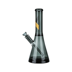 Marley Natural Smoked Glass Water Pipe with Gold Stripe Decal, Heavy Wall Beaker Design