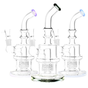 Matrix Shower Perc Water Pipes with heavy wall borosilicate glass, front view on white background