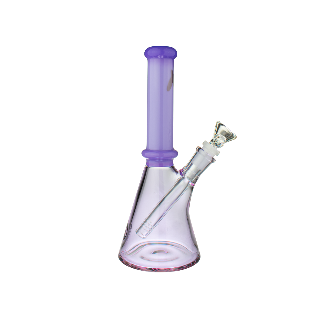 MAV Glass 10" San Pedro 2 Tone Beaker Bong in Purple & Clear - Front View