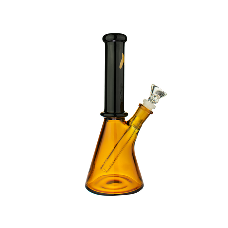 MAV Glass 10" San Pedro 2 Tone Beaker Bong in Amber & Black, Front View