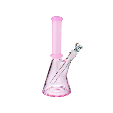 MAV Glass 10" San Pedro 2 Tone Beaker in Pink, Front View on Seamless White Background