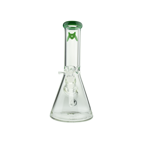 MAV Glass 10" Color Top Beaker Bong in Forest Green with Clear Base, Front View