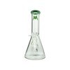 MAV Glass 10" Color Top Beaker Bong in Forest Green with Clear Base, Front View