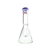 MAV Glass 10" Beaker Bong with Purple Accents, Clear Glass, Front View on White Background