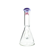 MAV Glass 10" Beaker Bong with Purple Accents, Clear Glass, Front View on White Background