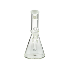 MAV Glass 10" White Color Top Beaker Bong with Clear Glass and Removable Downstem