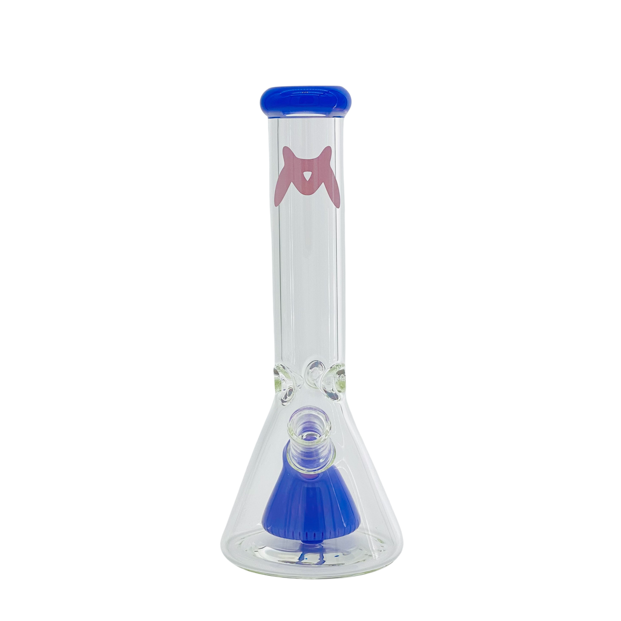 MAV Glass 12" Slitted Pyramid Beaker Bong with 7mm Thickness and 18-19mm Joint Size, Front View