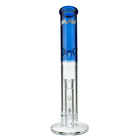 MAV Glass 15" Blue Single Honey Straight Tube Bong with Honeycomb Percolator - Front View