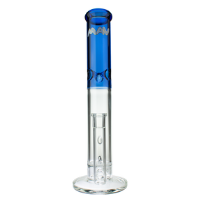 MAV Glass 15" Blue Single Honey Straight Tube Bong with Honeycomb Percolator - Front View