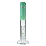 MAV Glass 15" Single Honey Straight Tube Bong in Sea Foam, Front View with Honeycomb Percolator