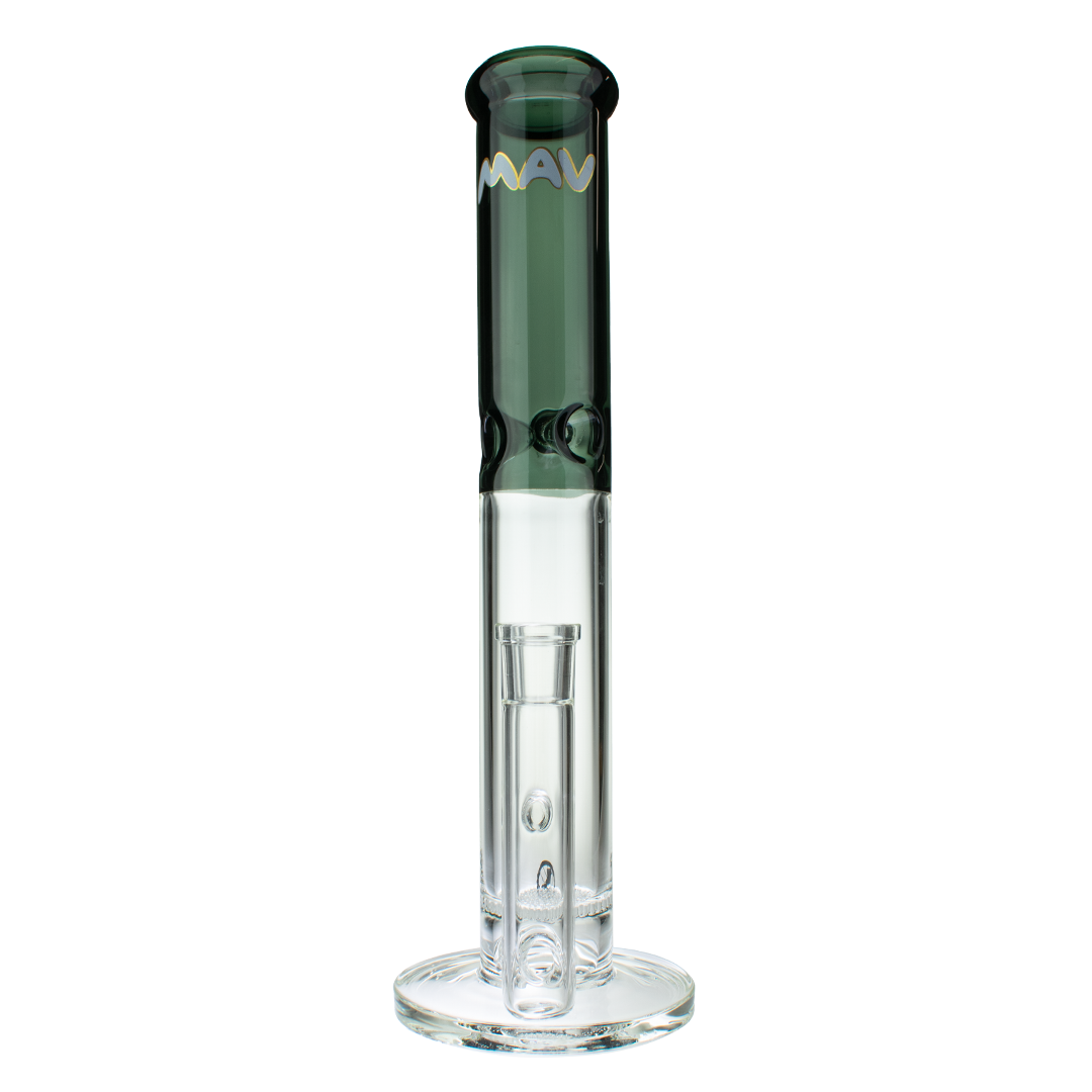 MAV Glass 15" Single Honey Straight Tube Bong, Transparent Black, Front View