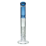 MAV Glass 16" Double Honey Straight Tube Bong in Blue - Front View with Honeycomb Percolator