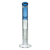 MAV Glass 16" Double Honey Straight Tube Bong in Blue - Front View with Honeycomb Percolator
