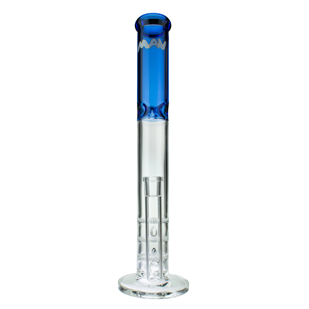 MAV Glass 17" Triple Honeycomb Straight Tube Bong in Ink Blue, Front View