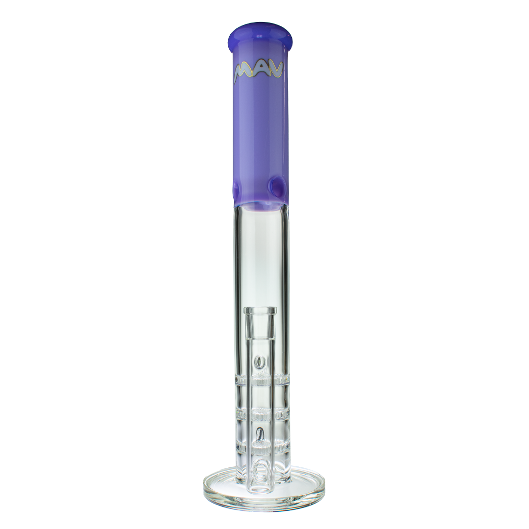 MAV Glass 17" Purple Triple Honeycomb Straight Tube Bong Front View