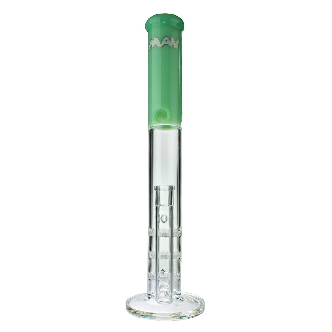 MAV Glass 17" Triple Honeycomb Straight Tube Bong in Seafoam - Front View