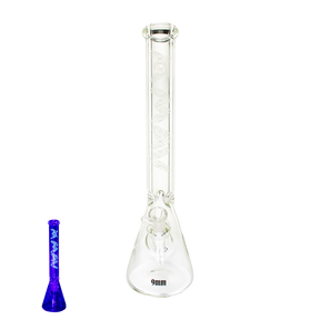 MAV Glass 18" Classic Beaker Bong, 9mm Thick with Glow in the Dark Tribal Design - Front View