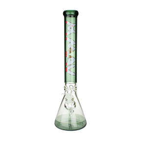 MAV Glass 18" California Flag Black 2 Tone Beaker Bong with Clear Base, Front View