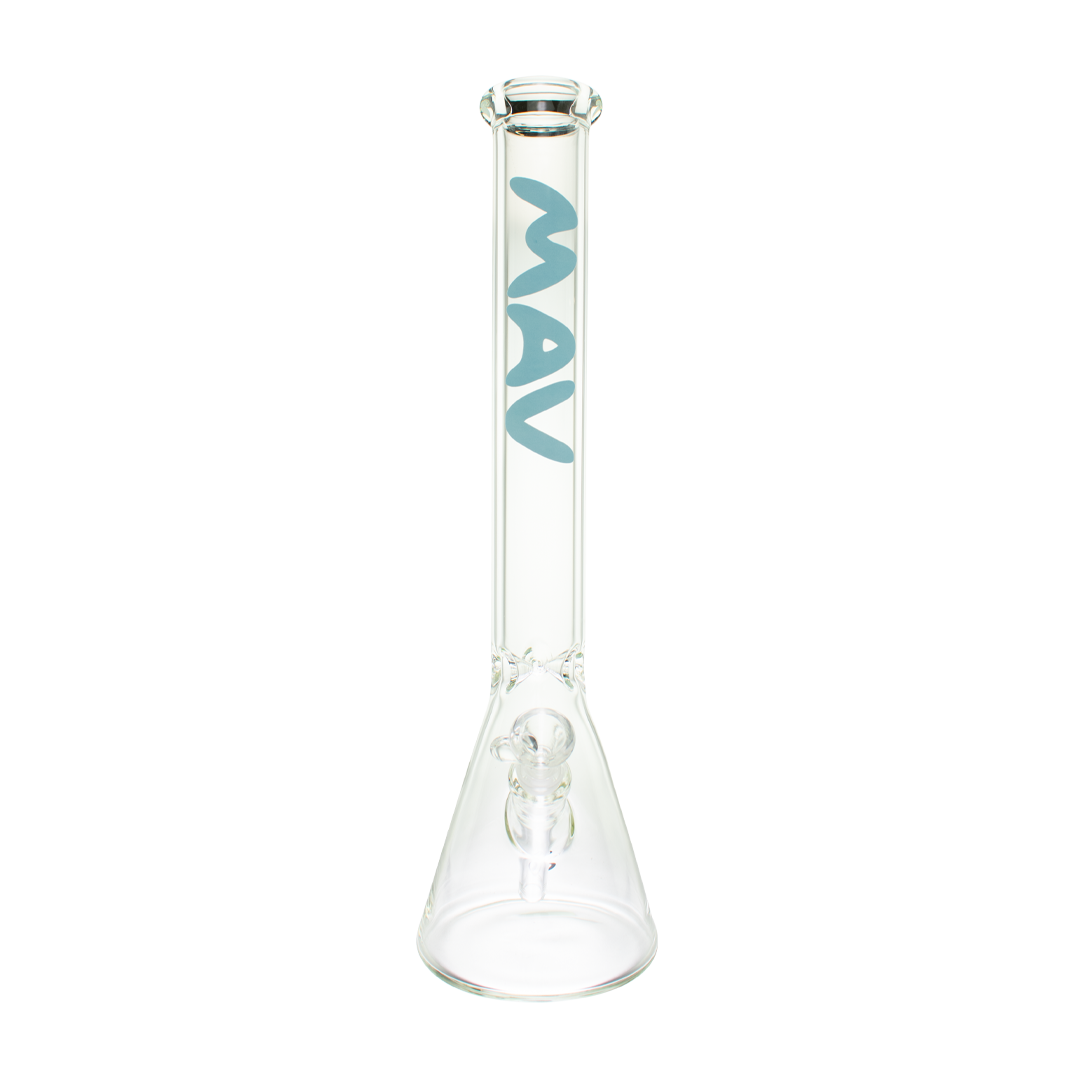 MAV Glass 18" Classic Beaker Bong in Baby Blue - Front View on White Background