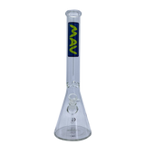 MAV Glass 18" Classic Beaker Bong in Blue with Clear Glass and Mav Slab Logo - Front View