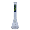 MAV Glass 18" Classic Beaker Bong in Blue with Clear Glass and Mav Slab Logo - Front View