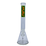 MAV Glass 18" Classic Beaker Bong in Green with Clear Glass and MAV Logo - Front View
