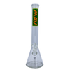 MAV Glass 18" Classic Beaker Bong in Green with Clear Glass and MAV Logo - Front View