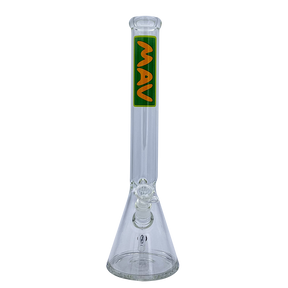 MAV Glass 18" Classic Beaker Bong in Green with Clear Glass and MAV Logo - Front View
