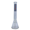 MAV Glass 18" Classic Beaker Bong in Pink with Clear Glass and MAV Logo - Front View